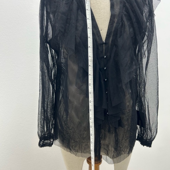 Zara Black Sheer Ruffle Blouse - Picture 6 of 10